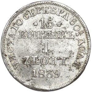 Zabór rosyjski, 15 kopiejek = 1 złoty 1839 MW, Warszawa