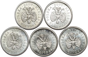 Zestaw 20 groszy 2000, ODWROTKI, 5 szt.