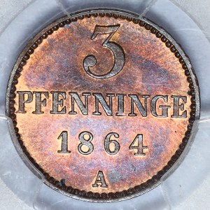 Germany, Saxony, 3 fenigs 1864 A