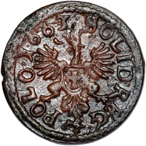 Jan II Kazimierz, szeląg miedziany (boratynka) 1663, Ujazdów