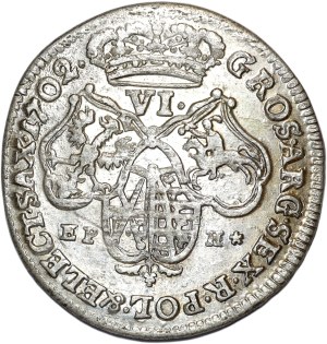 August II Sas, sixpence 1702 EPH, Leipzig