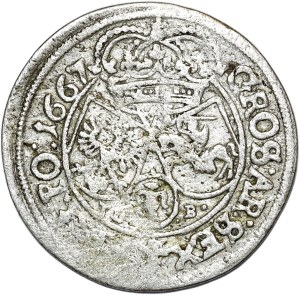 John II Casimir, sixpence 1667 AT, Krakow