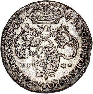 August II Sas, sixpence 1702 EPH, Leipzig