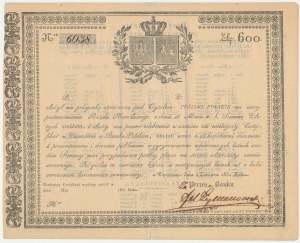 November Uprising, Polish Meals Certificate, loan for 600 zloty 1831.