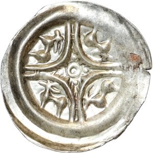 Leszek the White, (1202-1227) Cracow brakteat, deer in fields of arches forming a cross