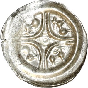 Leszek the White, (1202-1227) Cracow brakteat, deer in fields of arches forming a cross