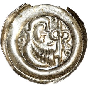 Leszek Biały (1202-1227) brakteat krakowski, książę z berłem liliowym w prawo