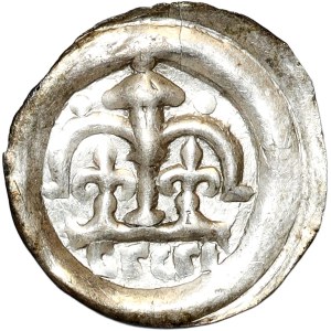 Leszek Biały (1202-1227) brakteat krakowski, lilie w podwójnej arkadzie z wieżą