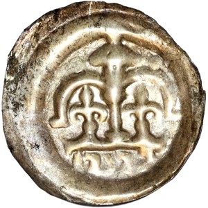 Leszek Biały (1202-1227) brakteat krakowski, lilie w podwójnej arkadzie z wieżą