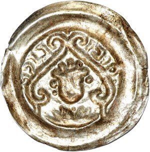Leszek the White (1202-1227), Kraków brakteat, head surrounded by tendrils and Hebrew inscriptions
