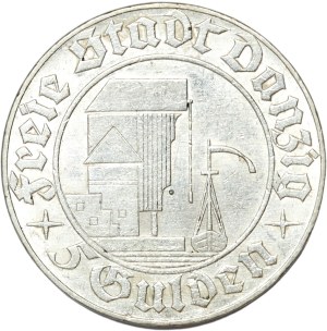 Wolne Miasto Gdańsk, 5 guldenów 1932, Żuraw