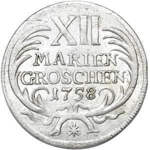 Niemcy, Prusy, Fryderyk II, 12 groszy 1758, Drezno