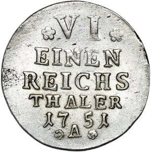 Niemcy, Prusy, Fryderyk II, 1/6 talara 1751 A, Berlin