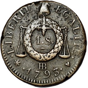 Francja, Sol à la balance FRANÇAISE, 1793 BB, Strasbourg