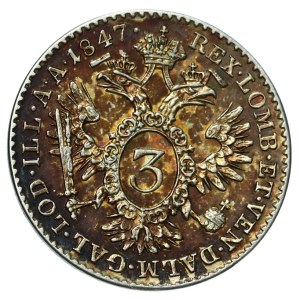 Austria, Ferdynand I, 3 krajcary 1847 A, Wiedeń