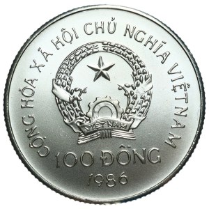 Wietnam, 100 dong 1986 Bawół Ag