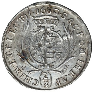 Niemcy, Saksonia, Johann Georg, 2/3 talara 1680 C-F, Drezno