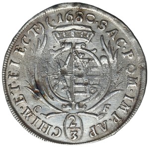Germany, Saxony, Johann Georg, 2/3 thaler 1680 C-F, Dresden