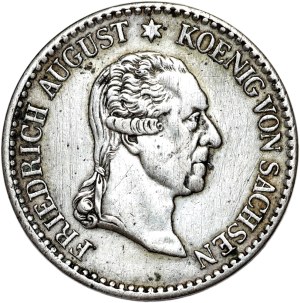 Germany, Saxony, Frederick August I, 1/6 thaler posthumous 1827 S, Dresden