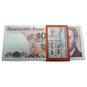 100 zł 1986, seria SG, paczka bankowa 100 szt.