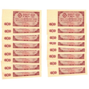 Zestaw, 5 złotych 1948, Traktor, seria BK, 16 szt.