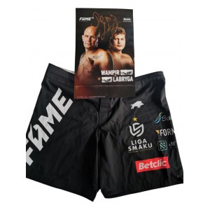 Pantaloncini da boxe Denis Labryga con foto e autografo dal combattimento 08.02.2025