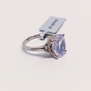 Silver ring with natural quartz and topaz
