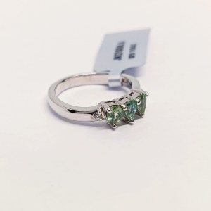 Silver ring with natural garnet and zirconia