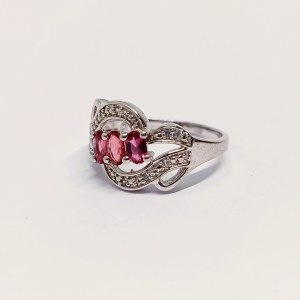 Ring with Garnets and White Topazes, 925 Silver