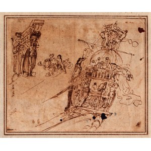 Sketch of a sailing ship with detail of the figurehead, 18th century Central Italian artist