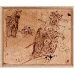 Sketch of a sailing ship with detail of the figurehead, 18th century Central Italian artist