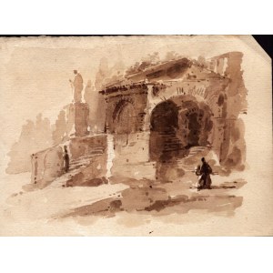 View with arches and figures, 18th century Venetian artist