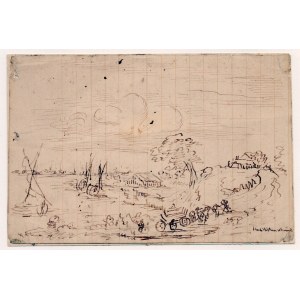 Country landscape with boats, Dutch artist of the 18th-19th century