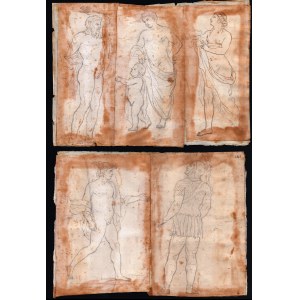 Group of five loose sheets with a mythological theme