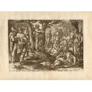 Antonius Wierix II (1552 - c. 1624), The Sermon of St. John the Baptist, after Maerten de Vos