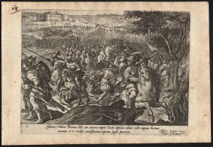 Hendrik Goltzius (1558 - 1617), Johannes Medices Parmensi bello..., after Giovanni Stradano