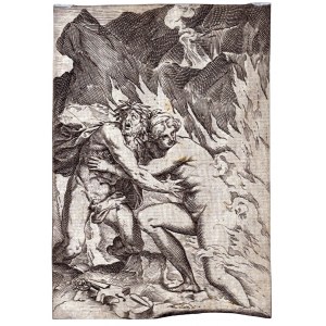 Agostino Carracci (1557 - 1602), Orpheus and Eurydice, from Lascivie