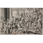 Annibale Carracci (after) (Bologna 1560 - Roma 1609), Saint Roch Giving Alms, Anonymous Italian engraver of the 17th century