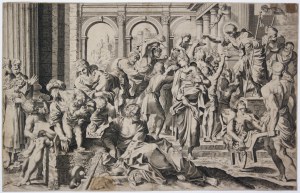 Annibale Carracci (after) (Bologna 1560 - Roma 1609), Saint Roch Giving Alms, Anonymous Italian engraver of the 17th century