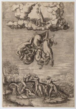 Michelangelo Buonarroti (after) - Nicolas Beatrizet (copy after) (Caprese 1475 - Roma 1564, c. 1507 - 1573), The Fall of Phaeton