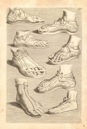 Joachim von Sandrart (after) (1606 - 1688), Models of ancient Roman footwear
