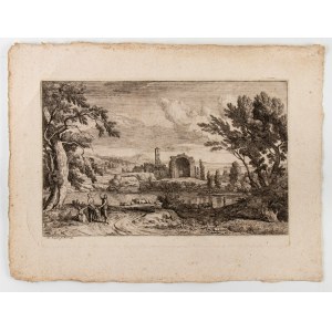 Adrien Manglard (1695 - 1760), Landscape with ancient architecture, 1753