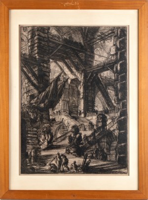 Giovanni Battista Piranesi (Mogliano Veneto 1720 - Venezia 1778), Staircase with trophies and two flags, from the series 