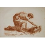Antoine Carrée - Marie Adelaide Louise Duclos (fl. 1780, fl. 1793), Man collecting water with a jug | Young man with a jug