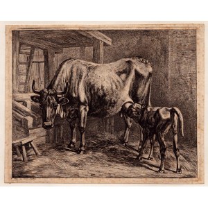Johann Adam Klein (1792 - 1875), Cow suckling a calf, 1817
