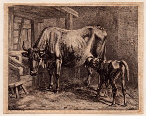 Johann Adam Klein (1792 - 1875), Cow suckling a calf, 1817
