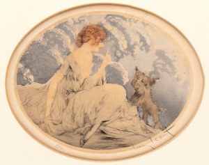 Louis Icart (1888 - 1950), Girl with a Miniature Schnauzer | Girl with a Schitzu