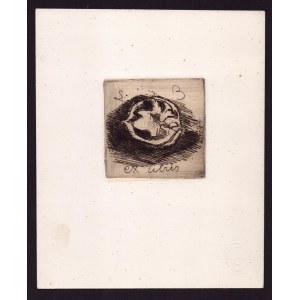 LUIGI BARTOLINI (Cupramontana 1892 - Roma 1963), Ex libris with split walnut