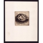 LUIGI BARTOLINI (Cupramontana 1892 - Roma 1963), Ex libris with split walnut