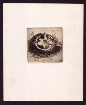 LUIGI BARTOLINI (Cupramontana 1892 - Roma 1963), Ex libris with split walnut